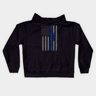 Police Officer Thin Blue Line Flag Kids Hoodie